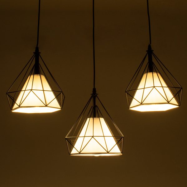 EIFFEL 61569 Vintage Κρεμαστό Φωτιστικό Ράγα Τρίφωτο 3 x E27 IP20 Μαύρο Μέταλλο με Λευκό Ύφασμα - Μ68 x Π25 x Υ130cm - Image 2