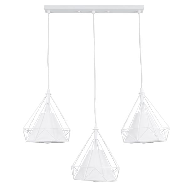 EIFFEL 61570 Vintage Κρεμαστό Φωτιστικό Ράγα Τρίφωτο 3 x E27 IP20 Λευκό Μέταλλο με Λευκό Ύφασμα - Μ68 x Π25 x Υ130cm - Image 3
