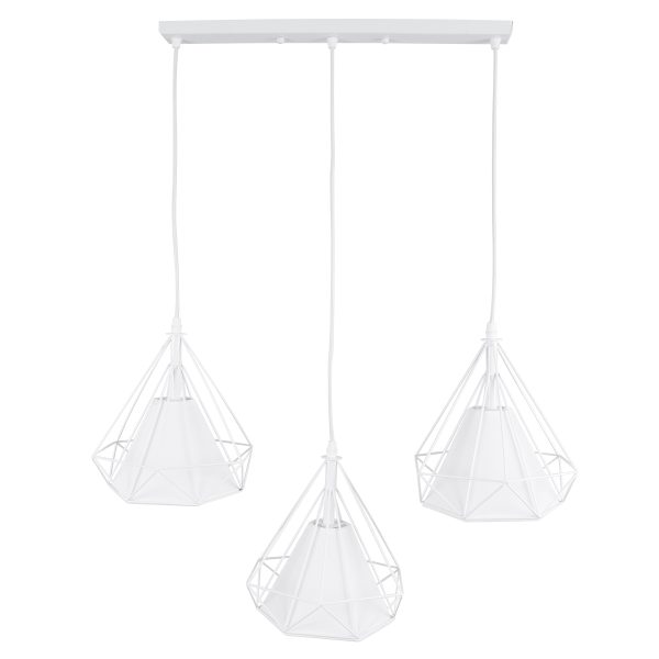 EIFFEL 61570 Vintage Κρεμαστό Φωτιστικό Ράγα Τρίφωτο 3 x E27 IP20 Λευκό Μέταλλο με Λευκό Ύφασμα - Μ68 x Π25 x Υ130cm - Image 5