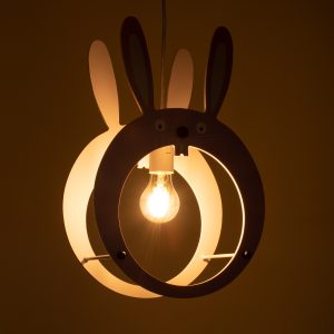 BUNNY 61577 Παιδικό Κρεμαστό Φωτιστικό Φιγούρα Μονόφωτο 1 x E27 IP20 Ροζ & Άσπρο Πλαστικό – Μ27.2 x Π15.5 x Υ40cm