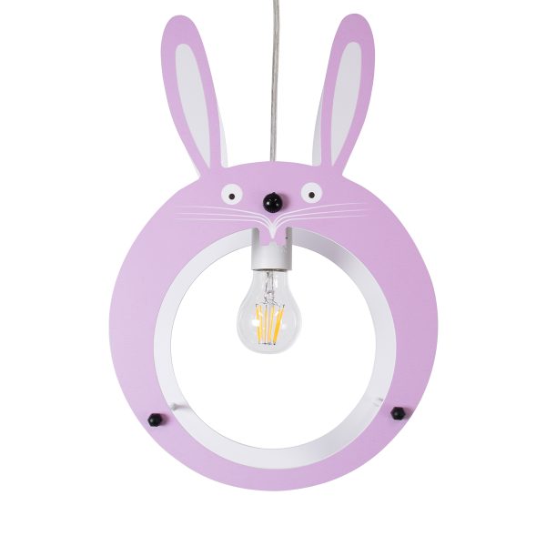BUNNY 61577 Παιδικό Κρεμαστό Φωτιστικό Φιγούρα Μονόφωτο 1 x E27 IP20 Ροζ & Άσπρο Πλαστικό - Μ27.2 x Π15.5 x Υ40cm - Image 4