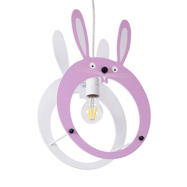 BUNNY 61577 Παιδικό Κρεμαστό Φωτιστικό Φιγούρα Μονόφωτο 1 x E27 IP20 Ροζ & Άσπρο Πλαστικό - Μ27.2 x Π15.5 x Υ40cm - Image 5