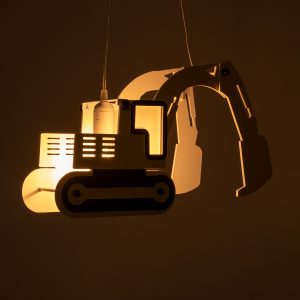 EXCAVATOR 61579 Παιδικό Κρεμαστό Φωτιστικό Φιγούρα Μονόφωτο 1 x E27 IP20 Κίτρινο & Μαύρο Πλαστικό – Μ45 x Π15.5 x Υ27cm