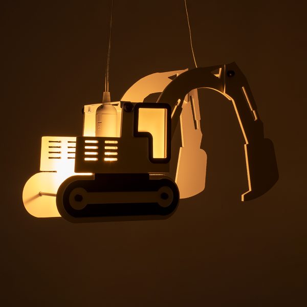 EXCAVATOR 61579 Παιδικό Κρεμαστό Φωτιστικό Φιγούρα Μονόφωτο 1 x E27 IP20 Κίτρινο & Μαύρο Πλαστικό - Μ45 x Π15.5 x Υ27cm - Image 2