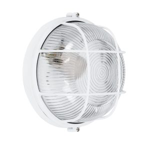 BOATLIGHT 61585 Vintage Industrial Φωτιστικό Τοίχου – Απλίκα – Καραβοχελώνα Εξωτερικού Χώρου Μονόφωτο 1 x E27 AC220-240V Αδιάβροχο IP65 – Σώμα Αλουμινίου & Tempered Glass – Φ17.5 x Υ9cm – Λευκό – Στρόγγυλο – 5 Years Warranty