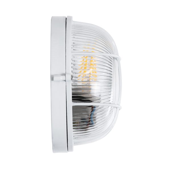 BOATLIGHT 61585 Vintage Industrial Φωτιστικό Τοίχου - Απλίκα - Καραβοχελώνα Εξωτερικού Χώρου Μονόφωτο 1 x E27 AC220-240V Αδιάβροχο IP65 - Σώμα Αλουμινίου & Tempered Glass - Φ17.5 x Υ9cm - Λευκό - Στρόγγυλο - 5 Years Warranty - Image 4