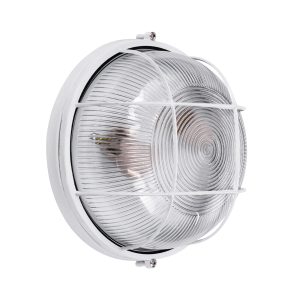 BOATLIGHT 61588 Vintage Industrial Φωτιστικό Τοίχου – Απλίκα – Καραβοχελώνα Εξωτερικού Χώρου Δίφωτο 2 x E27 AC220-240V Αδιάβροχο IP65 – Σώμα Αλουμινίου & Tempered Glass – Φ24 x Υ11cm – Λευκό – Στρόγγυλο – 5 Years Warranty