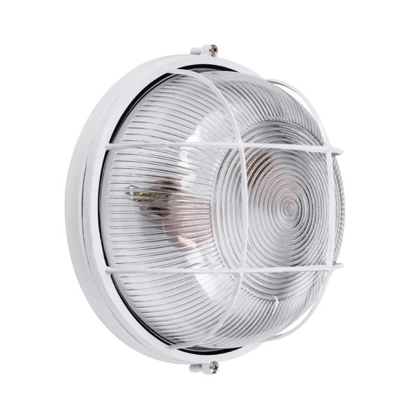 BOATLIGHT 61588 Vintage Industrial Φωτιστικό Τοίχου - Απλίκα - Καραβοχελώνα Εξωτερικού Χώρου Δίφωτο 2 x E27 AC220-240V Αδιάβροχο IP65 - Σώμα Αλουμινίου & Tempered Glass - Φ24 x Υ11cm - Λευκό - Στρόγγυλο - 5 Years Warranty - Image 2