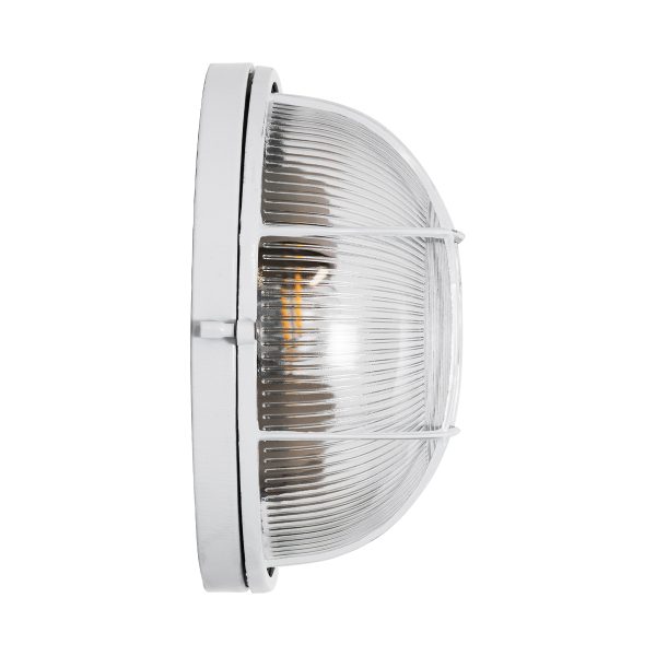BOATLIGHT 61588 Vintage Industrial Φωτιστικό Τοίχου - Απλίκα - Καραβοχελώνα Εξωτερικού Χώρου Δίφωτο 2 x E27 AC220-240V Αδιάβροχο IP65 - Σώμα Αλουμινίου & Tempered Glass - Φ24 x Υ11cm - Λευκό - Στρόγγυλο - 5 Years Warranty - Image 4