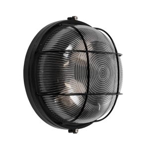 BOATLIGHT 61589 Vintage Industrial Φωτιστικό Τοίχου – Απλίκα – Καραβοχελώνα Εξωτερικού Χώρου Δίφωτο 2 x E27 AC220-240V Αδιάβροχο IP65 – Σώμα Αλουμινίου & Tempered Glass – Φ24 x Υ11cm – Μαύρο – Στρόγγυλο – 5 Years Warranty