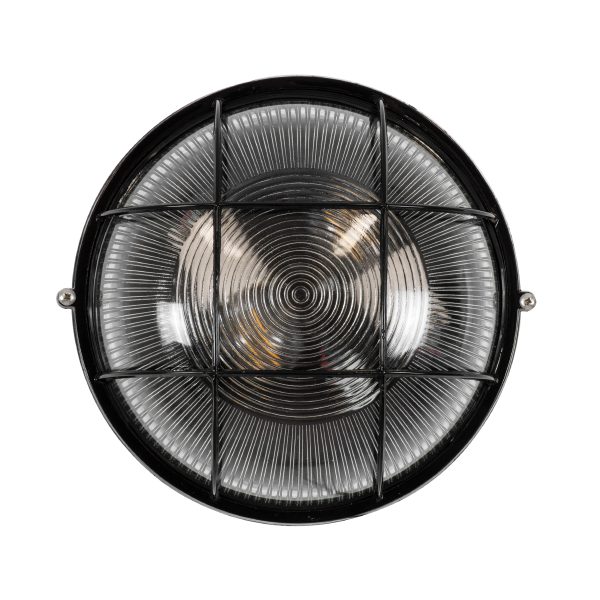BOATLIGHT 61589 Vintage Industrial Φωτιστικό Τοίχου - Απλίκα - Καραβοχελώνα Εξωτερικού Χώρου Δίφωτο 2 x E27 AC220-240V Αδιάβροχο IP65 - Σώμα Αλουμινίου & Tempered Glass - Φ24 x Υ11cm - Μαύρο - Στρόγγυλο - 5 Years Warranty - Image 3