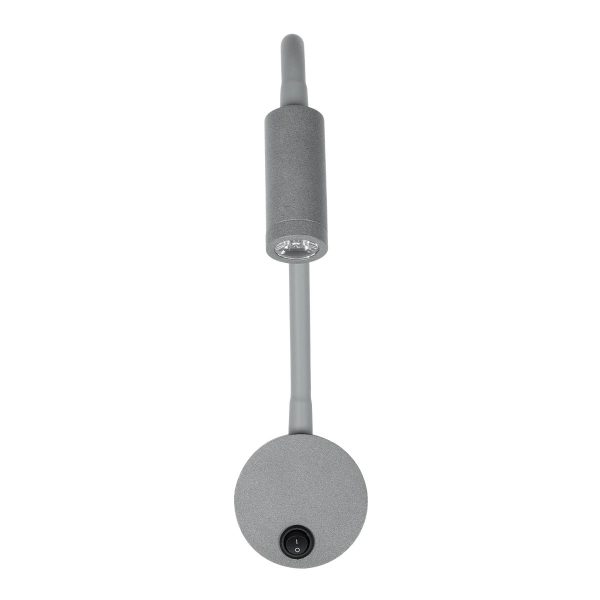 GOOSE 61689 Φωτιστικό Τοίχου - Απλίκα LED 3W 300lm 36° AC 220-240V IP20 - Reading Light - Θερμό Λευκό 2700K Γκρι Αλουμίνιο - Μ6.5 x Π22.5 x Υ23cm - 5 Xρόνια Εγγύηση - Image 2