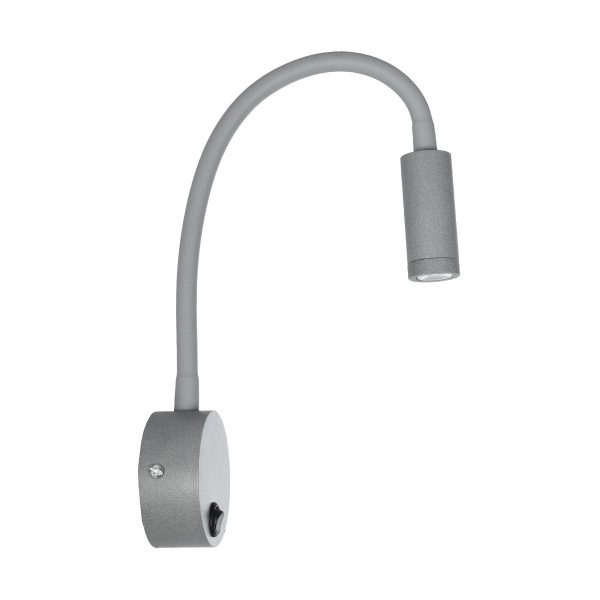 GOOSE 61689 Φωτιστικό Τοίχου - Απλίκα LED 3W 300lm 36° AC 220-240V IP20 - Reading Light - Θερμό Λευκό 2700K Γκρι Αλουμίνιο - Μ6.5 x Π22.5 x Υ23cm - 5 Xρόνια Εγγύηση - Image 3