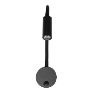 GOOSE 61690 Φωτιστικό Τοίχου – Απλίκα LED 3W 300lm 36° AC 220-240V IP20 – Reading Light – Θερμό Λευκό 2700K Μαύρο Αλουμίνιο – Μ6.5 x Π22.5 x Υ23cm – 5 Xρόνια Εγγύηση