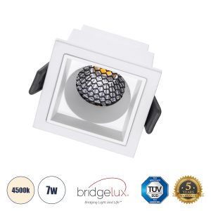PLUTO-S 60266 Χωνευτό LED Spot Downlight TrimLess Μ6.4xΠ6.4cm 7W 910lm 38° AC 220-240V IP20 Μ6.4 x Π6.4 x Υ4.9cm – Τετράγωνο – Λευκό & Anti-Glare HoneyComb – Φυσικό Λευκό 4500K – Bridgelux COB – 5 Years Warranty