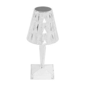 CRYSTAL 62042 Μοντέρνο Επιτραπέζιο Φωτιστικό Πορτατίφ LED 1W 100lm 360° DC 5V USB-C με Επαναφορτιζόμενη Μπαταρία Li-ion 3.7V 1600mAh IP44 Πολύχρωμο RGBW με Χειριστήριο Dimmable – Sanan SMD Chip – Διάφανο – Μ11.5 x Π11.5 x Υ25.5cm – 3 Χρόνια Εγγύηση