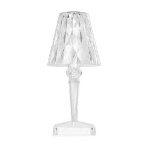 CRYSTAL 62042 Μοντέρνο Επιτραπέζιο Φωτιστικό Πορτατίφ LED 1W 100lm 360° DC 5V USB-C με Επαναφορτιζόμενη Μπαταρία Li-ion 3.7V 1600mAh IP44 Πολύχρωμο RGBW με Χειριστήριο Dimmable – Sanan SMD Chip – Διάφανο – Μ11.5 x Π11.5 x Υ25.5cm – 3 Χρόνια Εγγύηση