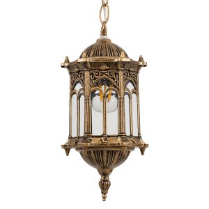 DARCY 00656 Vintage Κρεμαστό Φωτιστικό Πλέγμα Μονόφωτο 1 x E27 IP20 Μπρούτζινο Μέταλλο με Διάφανο Γυαλί – Μ15.5 x Π15.5 x Υ32.5cm