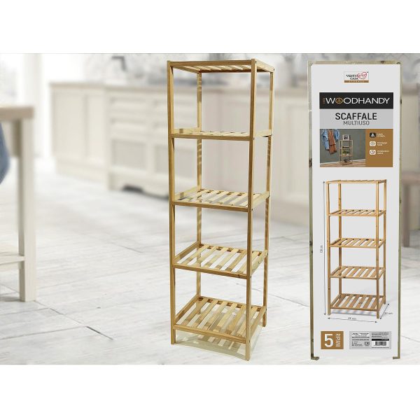 Ραφιέρα Επιδαπέδια Με 5 Ράφια Φυσικό Ξύλο 35x30x100cm - Image 2