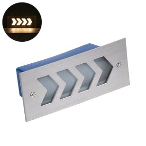 WALLLIGHT-ARINA 90670 Χωνευτό Φωτιστικό Τοίχου LED 6W 660lm 120° DC 24V Αδιάβροχο IP67 Μ17 x Π7 x Υ5.5cm Θερμό Λευκό 3000K – Ανοξείδωτο Ατσάλι – 3 Years Warranty