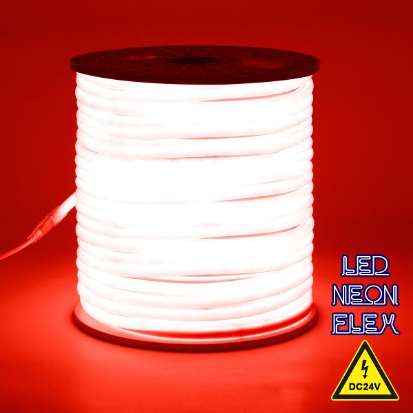 70583 TUBE 360° Degree Neon Flex Epistar LED SMD 2835 1m 12W/m 120LED/m 840lm/m 360° DC 24V Αδιάβροχη IP68 Κόκκινο Dimmable