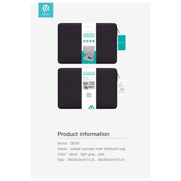 Θήκη Devia Justyle Business Inner MacBook Air 13.3"/ Pro 13.3"/ Pro 14.2" Μαύρο - Image 2