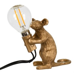 MOUSE 00680 Vintage Επιτραπέζιο Φωτιστικό Πορτατίφ Μονόφωτο 1 x E12 IP20 Χρυσό Πλαστικό – Μ12 x Π4 x Υ10cm