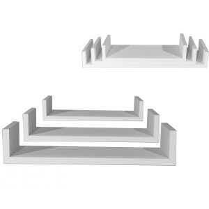 Ράφια Τοίχου Λευκό MDF 60×15.5x8cm 50×15.5x8cm 40×15.5x8cm 3Τμχ