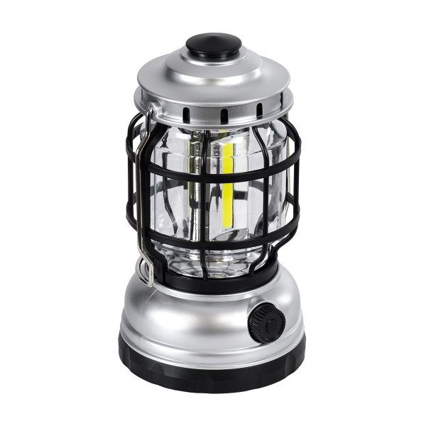69933 Αυτόνομο Επαναφορτιζόμενο Φανάρι Camping LED 5W με Επαναφορτιζόμενη Μπαταρία 18650 1200mAh Li-ion - Power Bank - Αδιάβροχο IP54 - Dimmable - Μαύρο Ασημί - Ψυχρό Λευκό 6000K Φ10.2 x Υ18cm - Image 2