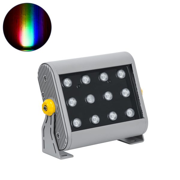 FLOOD-HENA 90641 Προβολέας Σποτ Wall Washer LED 24W 2400lm 30° DC 24V Αδιάβροχο IP65 RGB DMX512 Dimmable - Ασημί - Μ22.5 x Π6 x Υ16.5cm - 3 Χρόνια Εγγύηση