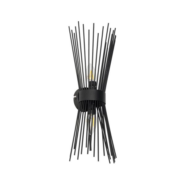 HORN 203-0043 Vintage Επιτοίχιο Φωτιστικό Απλίκα Δίφωτο 2 x E14 IP20 Μαύρο Μέταλλο - Μ14 x Π17 x Υ44.5cm