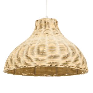 MAYOTTE 00724 Boho Κρεμαστό Φωτιστικό Καμπάνα Μονόφωτο 1 x E27 IP20 Μπεζ Ξύλο – Μ40 x Π40 x Υ28cm