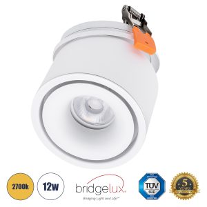 OMEGA-R 60295 Χωνευτό LED Spot Downlight TrimLess Φ10cm 12W 1500lm 36° AC 220-240V IP20 Φ10 x Υ8.2cm – Στρόγγυλο – Λευκό – Θερμό Λευκό 2700K – Bridgelux COB – 5 Years Warranty
