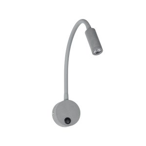 GOOSE 61689 Φωτιστικό Τοίχου – Απλίκα LED 3W 300lm 36° AC 220-240V IP20 – Reading Light – Θερμό Λευκό 2700K Γκρι Αλουμίνιο – Μ6.5 x Π22.5 x Υ23cm – 5 Xρόνια Εγγύηση