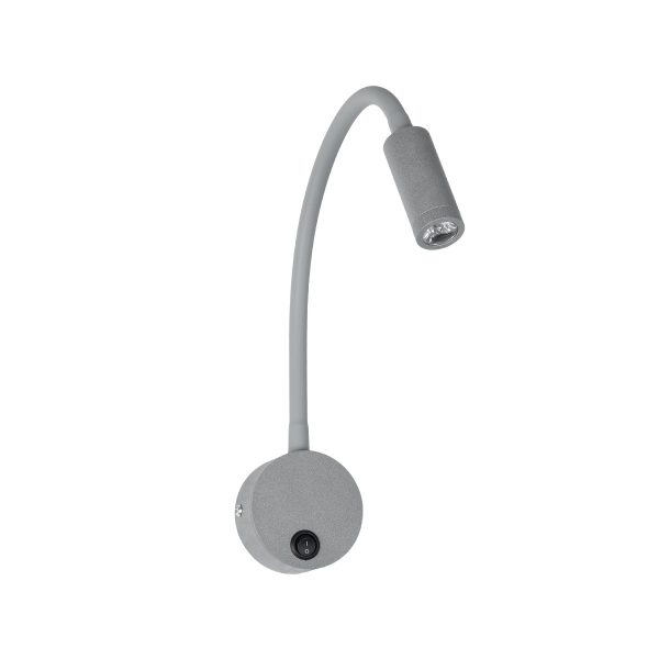 GOOSE 61689 Φωτιστικό Τοίχου - Απλίκα LED 3W 300lm 36° AC 220-240V IP20 - Reading Light - Θερμό Λευκό 2700K Γκρι Αλουμίνιο - Μ6.5 x Π22.5 x Υ23cm - 5 Xρόνια Εγγύηση