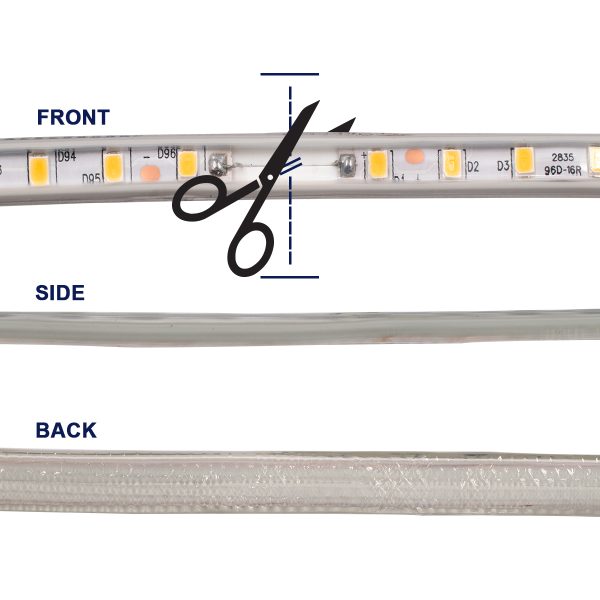 70503 Slim Ταινία Μονής Σειράς Epistar LED SMD 2835 1m 12W/m 96LED/m 1572lm/m 120° DC 230V Αδιάβροχη IP68 Ultra Θερμό Λευκό 2200K Dimmable - Image 3