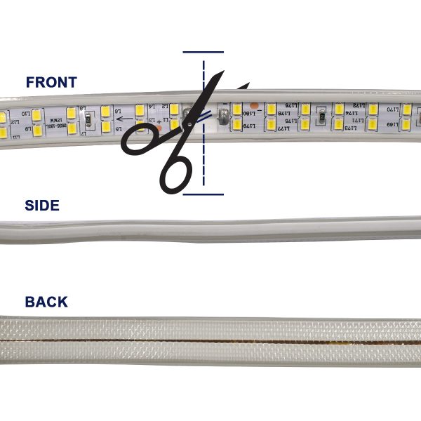 70511 Wide Ταινία Διπλής Σειράς Epistar LED SMD 2835 1m 24W/m 180LED/m 3288lm/m 120° DC 230V Αδιάβροχη IP68 Φυσικό Λευκό 4500K Dimmable - Image 4