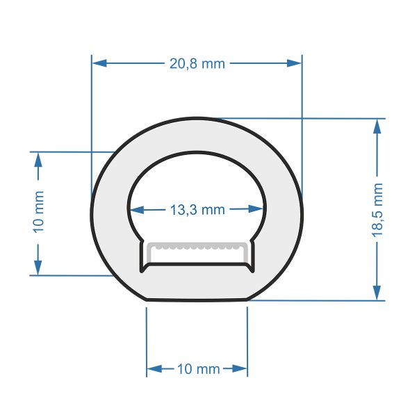 70598 TUBE 360° Degree Neon Flex Epistar LED SMD 5050 1m 18W/m 60LED/m 1260lm/m 360° DC 230V Αδιάβροχη IP68 RGB Dimmable - Image 3