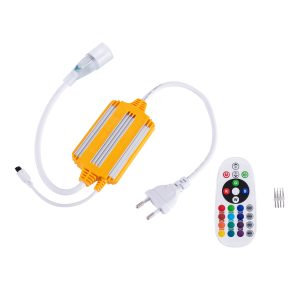 70645 RGB Controller με Ασύρματο Χειριστήριο IR – Μεταλλάκτης Τροφοδοσίας AC/DC 230V IP68 για TUBE 360° Degree Neon Flex LED RGB 4 Pin Max 1500W – Έως 100 Μέτρα