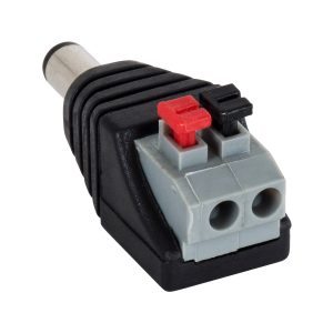 70677 Βύσμα Τροφοδοσίας DC Αρσενικό – Male Jack Connector σε Κλέμα Πατητή Ταχείας Σύνδεσης L4.1 x W1.5 x H2cm