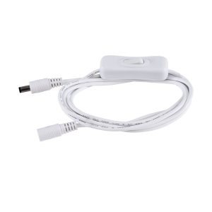 70681 Καλώδιο Διακόπτης ON/OFF DC 12-24V 180cm από Jack Male 2.1×5.5mm σε Female 2.1×5.5mm Λευκό L185 x W1.9 x H1.5cm