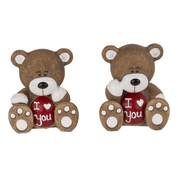 Διακοσμητικό Αρκουδάκι 'I Love You' Καφέ Polyresin 6x6.5cm Σε 2 Σχέδια - Image 5