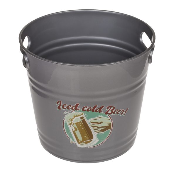 Δοχείο Πάγου ‘Iced Cold Beer!’ Με Χερούλια Γκρι Μέταλλο 6lt - Image 2