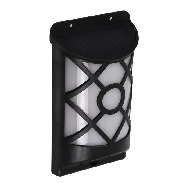71457 Αυτόνομο Ηλιακό Φωτιστικό Τοίχου Μαύρο LED SMD 3W 90lm με Ενσωματωμένη Μπαταρία 300mAh - Εφέ Φλόγας Flame Effect - Φωτοβολταϊκό Πάνελ με Αισθητήρα Ημέρας-Νύχτας IP65 Θερμό Λευκό 2200K - Image 2