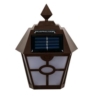 71493 Αυτόνομο Ηλιακό Φωτιστικό Τοίχου Καφέ LED SMD 1W 40lm με Ενσωματωμένη Μπαταρία 600mAh – Φωτοβολταϊκό Πάνελ με Αισθητήρα Ημέρας-Νύχτας IP65 Ψυχρό Λευκό 6000K
