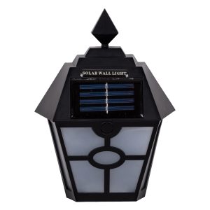 71494 Αυτόνομο Ηλιακό Φωτιστικό Τοίχου Μαύρο LED SMD 1W 40lm με Ενσωματωμένη Μπαταρία 600mAh – Φωτοβολταϊκό Πάνελ με Αισθητήρα Ημέρας-Νύχτας IP65 Ψυχρό Λευκό 6000K