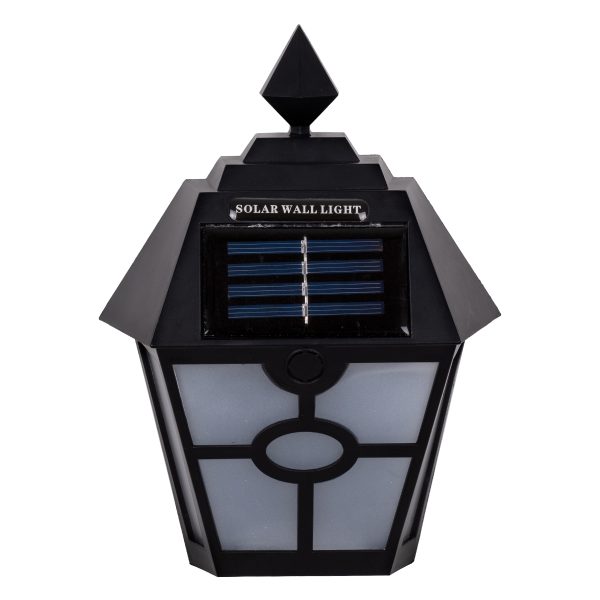 71494 Αυτόνομο Ηλιακό Φωτιστικό Τοίχου Μαύρο LED SMD 1W 40lm με Ενσωματωμένη Μπαταρία 600mAh - Φωτοβολταϊκό Πάνελ με Αισθητήρα Ημέρας-Νύχτας IP65 Ψυχρό Λευκό 6000K - Image 2