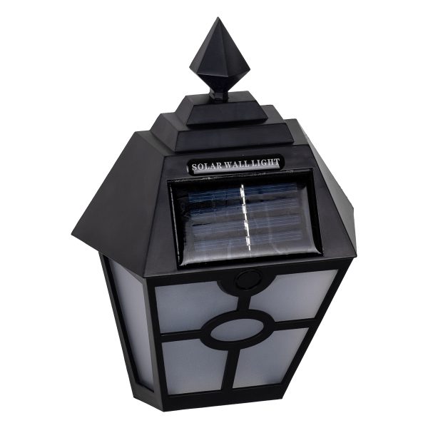 71494 Αυτόνομο Ηλιακό Φωτιστικό Τοίχου Μαύρο LED SMD 1W 40lm με Ενσωματωμένη Μπαταρία 600mAh - Φωτοβολταϊκό Πάνελ με Αισθητήρα Ημέρας-Νύχτας IP65 Ψυχρό Λευκό 6000K - Image 4