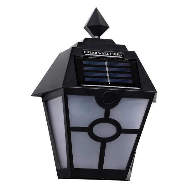71494 Αυτόνομο Ηλιακό Φωτιστικό Τοίχου Μαύρο LED SMD 1W 40lm με Ενσωματωμένη Μπαταρία 600mAh - Φωτοβολταϊκό Πάνελ με Αισθητήρα Ημέρας-Νύχτας IP65 Ψυχρό Λευκό 6000K - Image 5