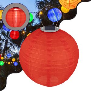 71592 Αυτόνομο Ηλιακό Φωτιστικό Υφασμάτινη Κόκκινη Μπάλα Φ30cm LED SMD 1W 100lm με Ενσωματωμένη Μπαταρία 1200mAh – Φωτοβολταϊκό Πάνελ με Αισθητήρα Ημέρας-Νύχτας Αδιάβροχο IP65 Ψυχρό Λευκό 6000K